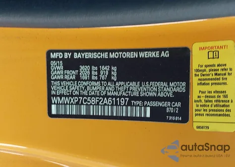 2015 Mini Hardtop Cooper S from USA, damaged, VIN WMWXP7C58F2A61197